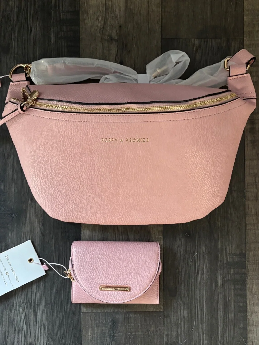 Poppy and Peonies Large sidekick and wallet Peony Pink